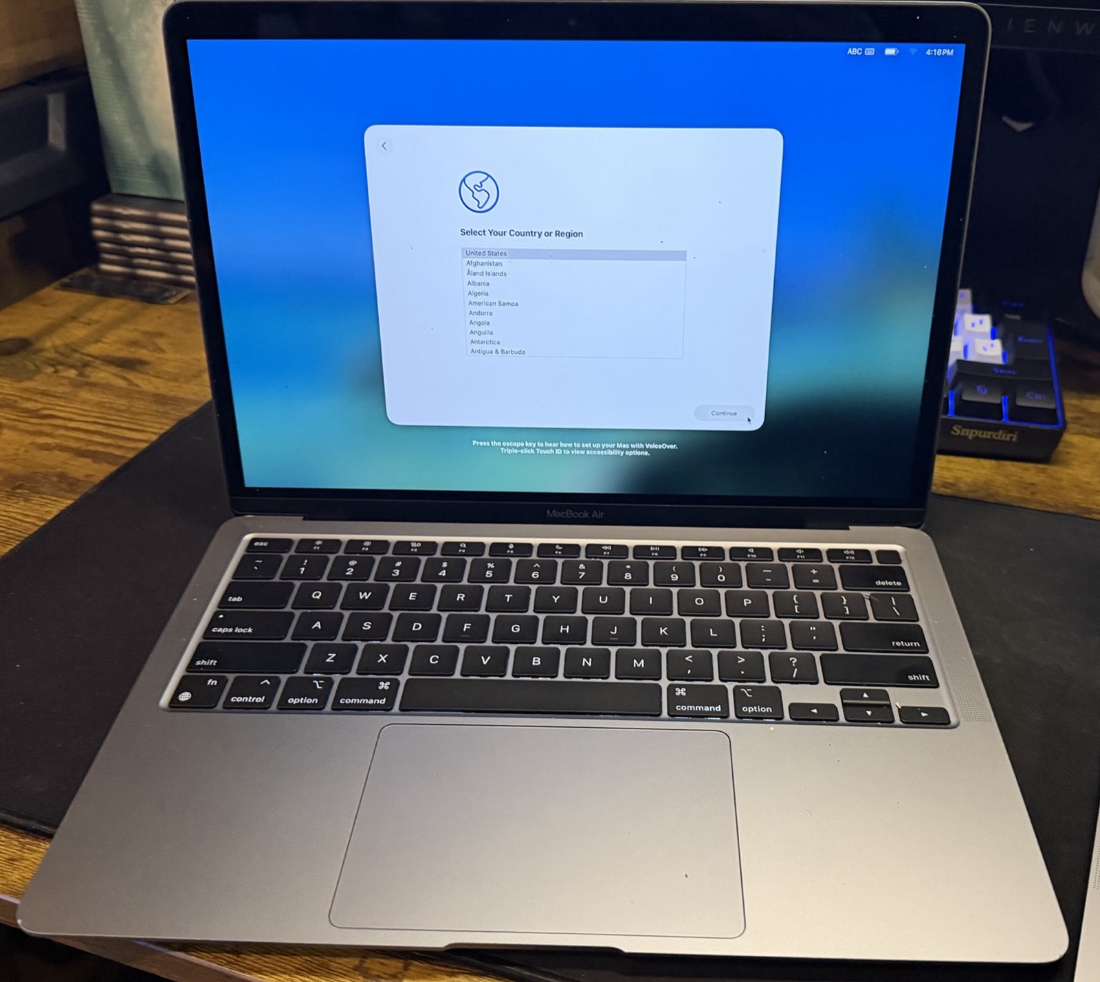 M1 MacBook Air three-quarter view