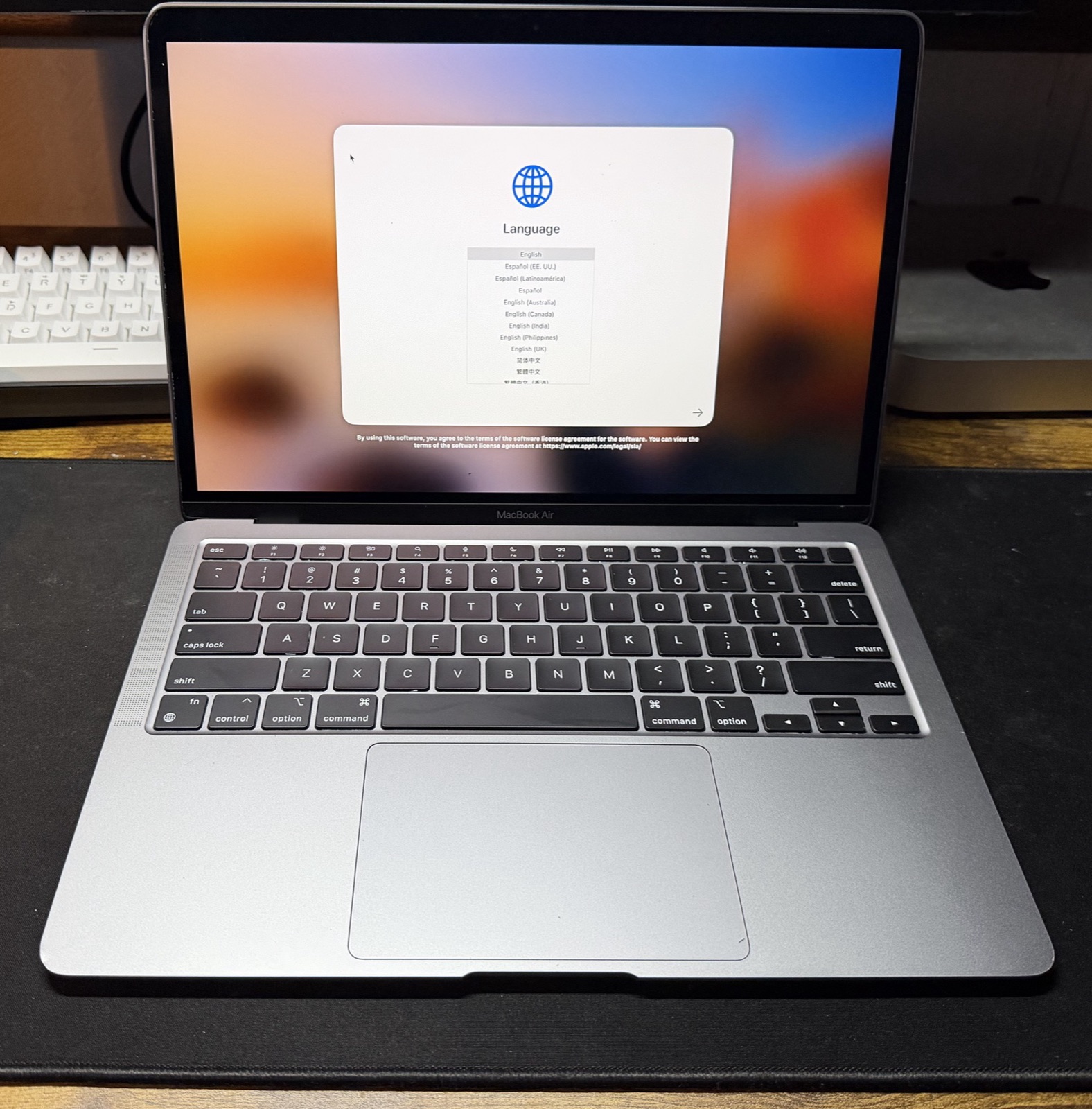 M1 MacBook Air open with screen on